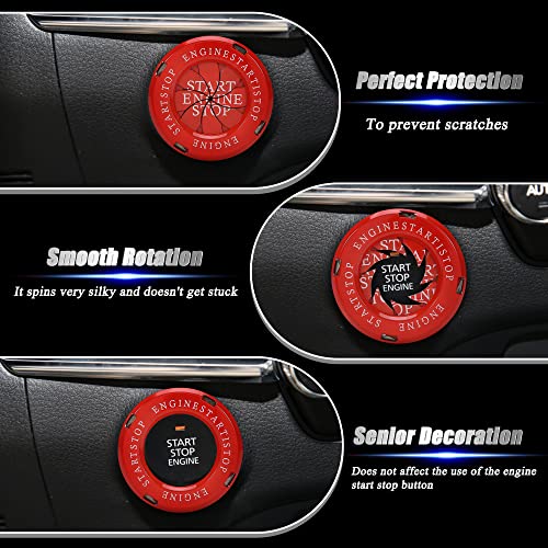 Tomall Rotary Engine Start Stop Push Button Cover Trim For Car Interior Accessories Ignition Protector Decoration Cap Sport Racing Modification Ring (Red) #TOP2