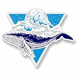 Humpback Whale Vinyl Sticker | Space Ocean Decal, Whale Flying Through Cloudy Mountains & Full Moon | Exterior Vinyl, Eco Solvent UV Resistant Ink 4.5'x5.5' inch