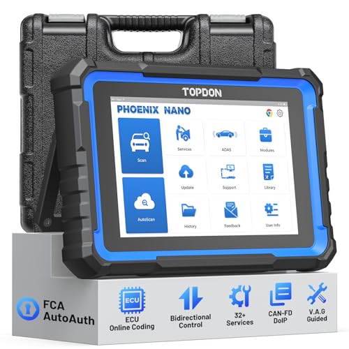 TOPDON Car Diagnostic Scan Tool Phoenix Nano, codificação ECU, todos os sistemas de diagnóstico, controlo bi-direcional, 32 serviços, Can FD & DoIP, 2 anos de atualizações gratuitas
