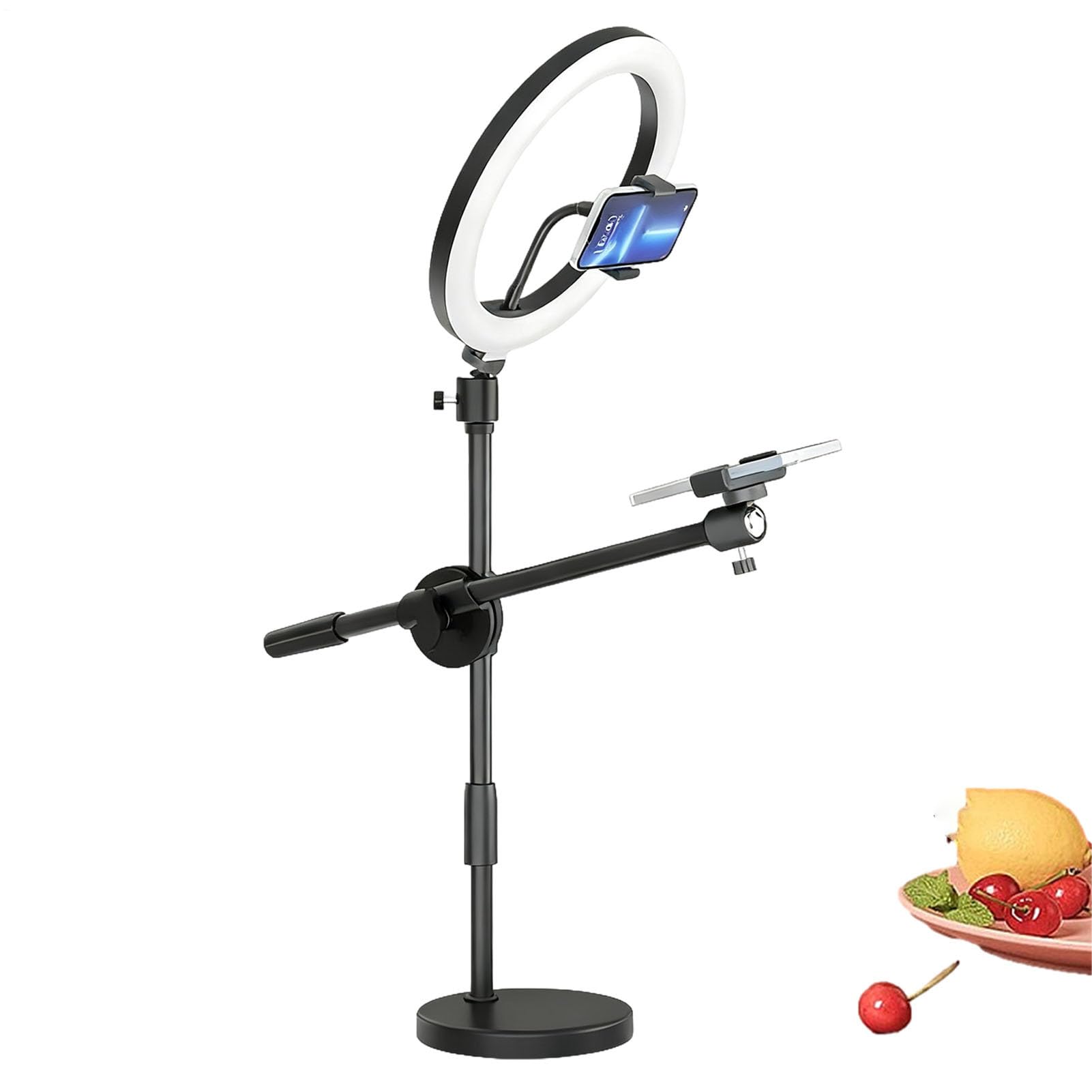 Ring Light Overhead - Supporto regolabile per selfie con supporto per | telefono, supporto flessibile per treppiede, illuminazione a LED per classi, riprese video, creazione di contenuti