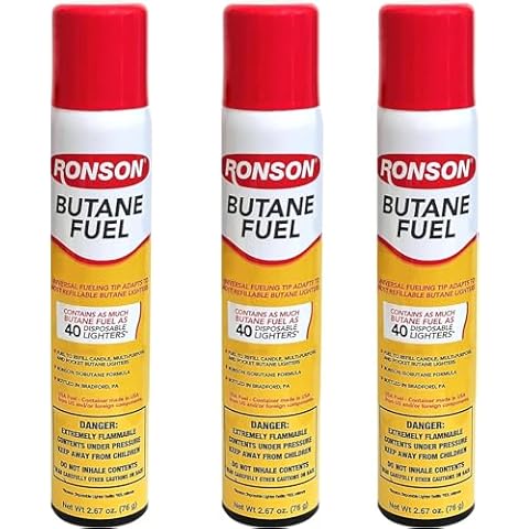 Ronson Lighter Butane Refill 135ML (Pack of 3), White Cover