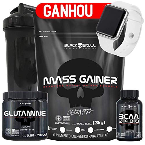 Kit de Suplementos Hipercalórico Massa Gainer 3kg + Glutamina + Bcaa