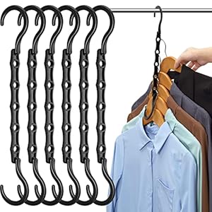 AMKUFO 6 Pack-Closet-Organizers-and-Storage, Magic-Hangers-Space-Saving-for-Clothes, Closer-Organizer-for-Closet-Organization, Space-Saver-Hanger-Organizer-for-Multipurpose, Dorm-Room-Essentials