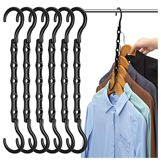 AMKUFO 6 Pack Magic Hangers Space Saving Hangers Closet Space Saver Hanger Organizer Multi Hangers Sturdy Plastic for Heavy Clothes Storage