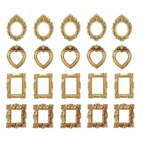 JINJUMEI 20 Mini Vintage Frames, Mini Gold Picture Frames, Small
