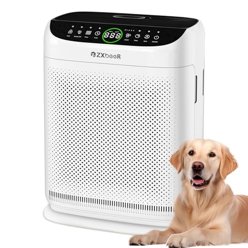 ZXBEER Luftreiniger Allergiker HEPA-Luftreiniger mit CADR 400m³/h（260m²）,zweiseitiger Filtration und waschbarem Filter,20dB Nachtmodus,...