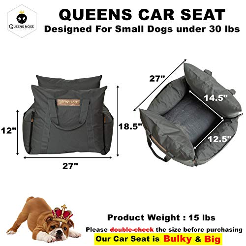 Pet Dog Car Seat Booster With Safety Pillows for Small and Medium Dogs up to 30 lbs - Travel Bed With Handles, Water Resistant, 2 Leashes and Belts