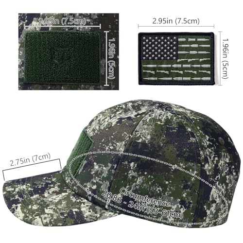 Image of Tactical Hat with Flag Patch Camo Military Army Hats Adjustable Trucker Baseball Cap Soft Top for Shooting