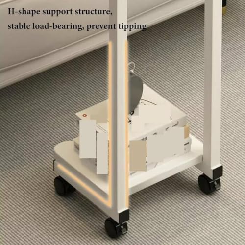 Image of Side Table Stands Couch Side, Swivel TV Tray Table, C-Shaped End Table, Small Center Table for Home Office for Bedroom, Living Room | Closet with Dustproof Door (Panda Table-YZ-06)