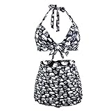 JIFJAI 水泳のために適したスリム、ハイウエスト水着、レースのデザイン、自由に調節し、集まっビーチビキニ、 (Size : XL)