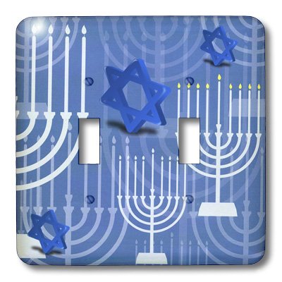 Double interrupteur Passover Menorahs bleues plaque murale décorative Pessa'h