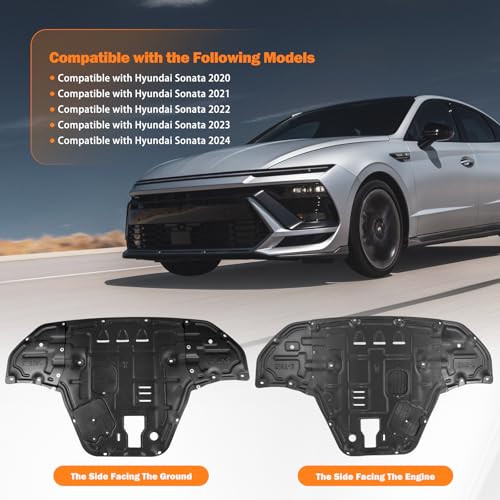 Image of Engine Splash Shield Case Guard Compatible with Hyundai Sonata 2020 2021 2022 2023 2024 Engine Cover Mud Flaps