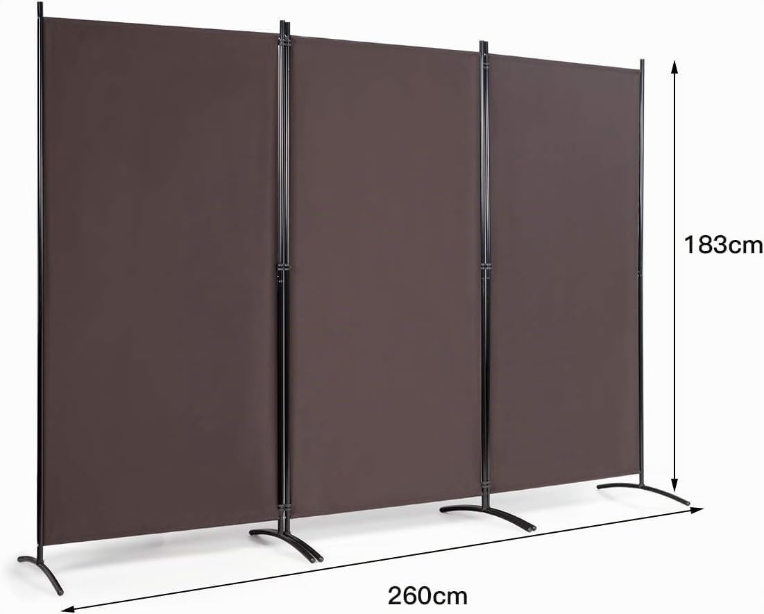 FANTASK Biombo Plegable de 3 Piezas, 260 x 183 cm, biombo de Metal y poliéster para Interiores, protección Visual