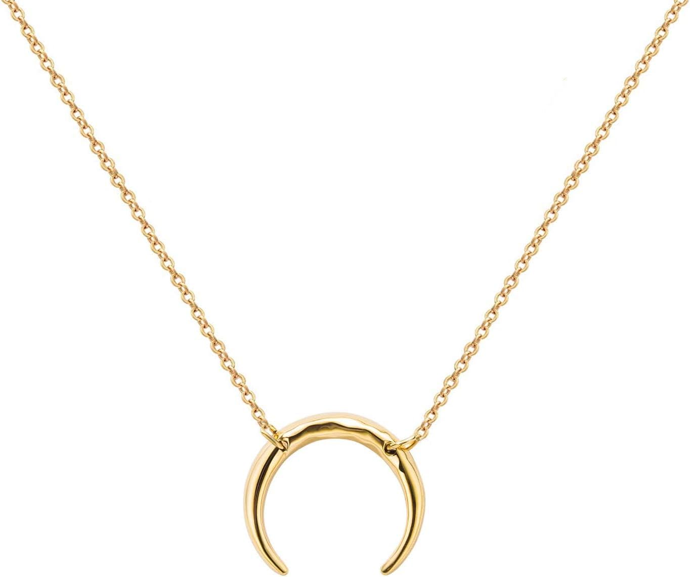 Estendly Crescent Moon Necklace Gold Pendant Necklace Simple Necklace Delicate Moon Necklace Gift for Her