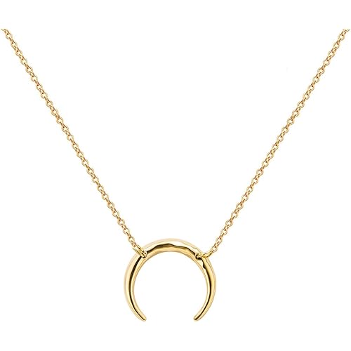 Dainty Gold Layered Bar Neckalce Moon Pendant Lariat Y Necklace 14K Gold Simple Necklace for Women