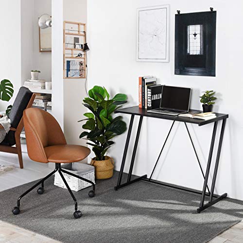 Moon Channel Computer Desk 35' Home Office Writing Desk, Modern Simple Style Laptop Table With Metal Frames For Small Spaces, Easy Assembly Desk In Black, 35.4 X 18.9 X 29.5 Inches #TOP2