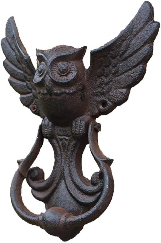 Front Door Knocker for Decoration Owls Cast Iron Door Knocker, Vintage Outdoor Gate Knocker Door Knobs for Garden Courtyard, Excellent Front Door Knocker