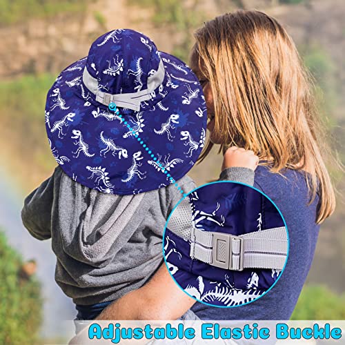 Kids Boys Sun Hat For Toddler Uv Protection Beach Hat With Neck Flap Wide Brim Fishing Hat For Kids Boy Girls 2-9 Years Navy Blue #TOP2