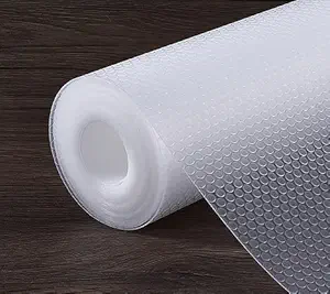 ElastPro(30cmX1.5m)Transparent Food Grade EVA Shelf Liners mat roll for Kitchen Drawer, Table mat, Shelf mat,cupboad mat, Dinning mat, almirah Shelf (RoundDots Texture Transparent)
