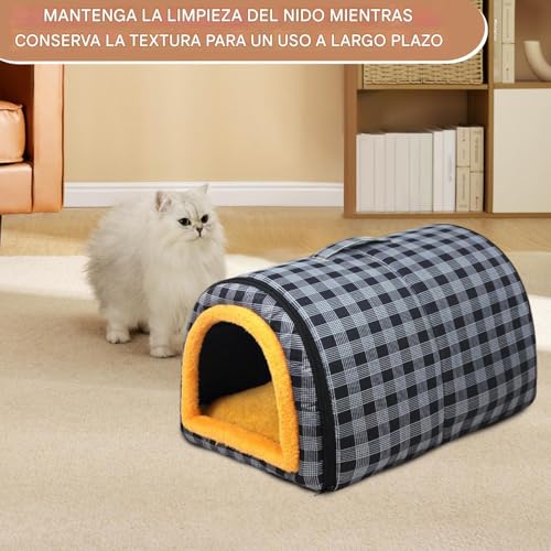 Cama para Gatos y Casita Transformable Impermeable Refugio de Invierno y Verano 3