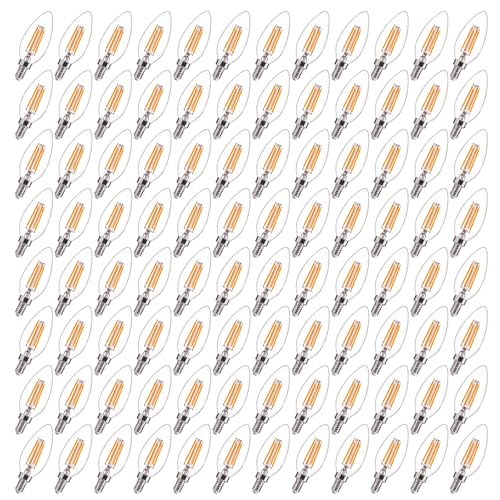 Image of FLSNT 96 Pack LED Candelabra Bulbs 60W Equivalent, B11 Dimmable LED Chandelier Light Bulbs, E12 Base, 2700K Soft White UL,CA65 Listed.