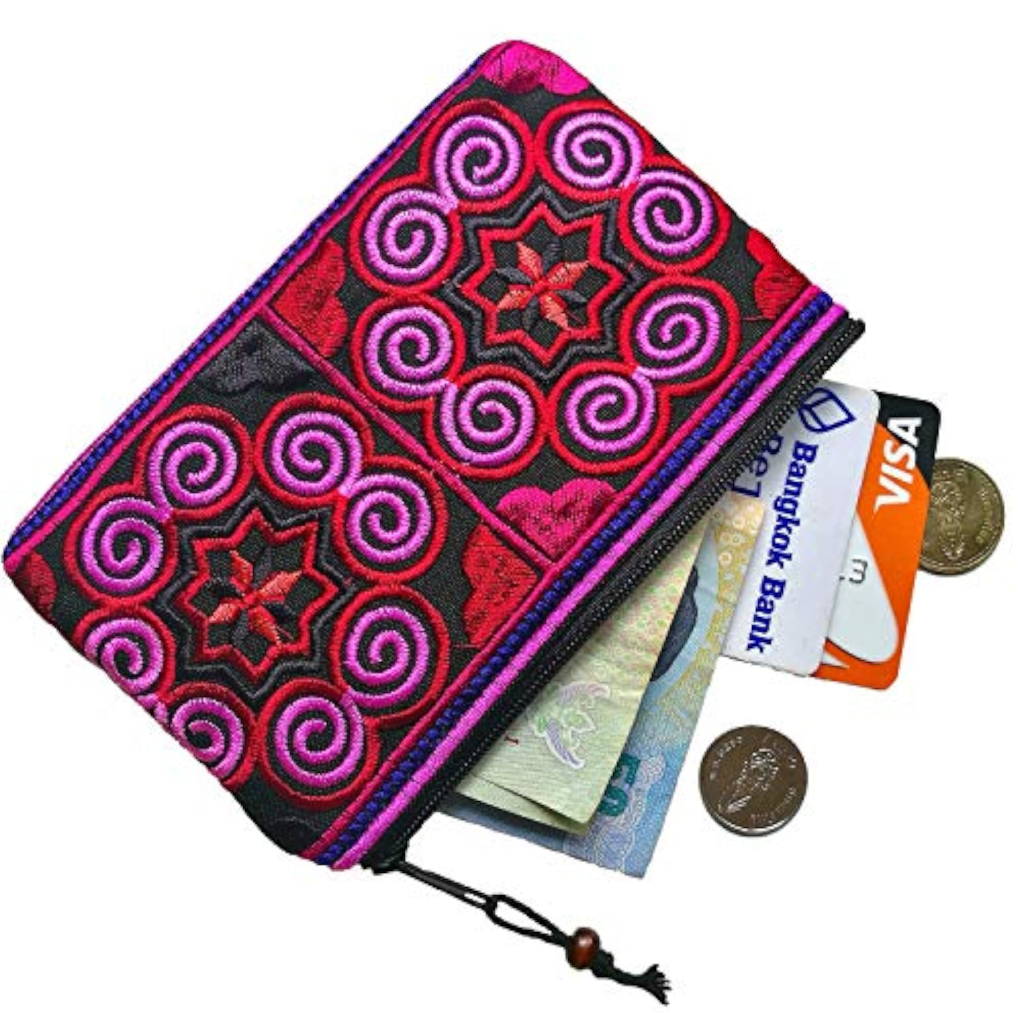 Handmade Coin Purse - Small Embroidered Boho Change Purse