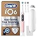 Oral-B iO6 Electric Toothbrush for Adults, 3 Toothbrush Heads, Travel Case and Toothbrush Head Holder, 5 Modes with Teeth Whitening, 2 Pin Plug, Pink