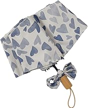 Portable Umbrella, Windproof Umbrella, Compact Folding Umbrella, 3D Flower Manual Rain Umbrella Quick Drying Travel Umbrella, Blue Heart