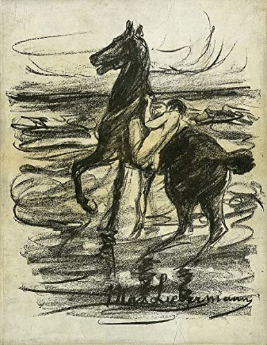 Impression d'affiches de Max Liebermann toile Cavalier sur la plage decoration murale 60x90