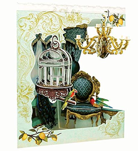 Santoro Interactive 3D Swing Greeting Card, Chandelier and Birdcage