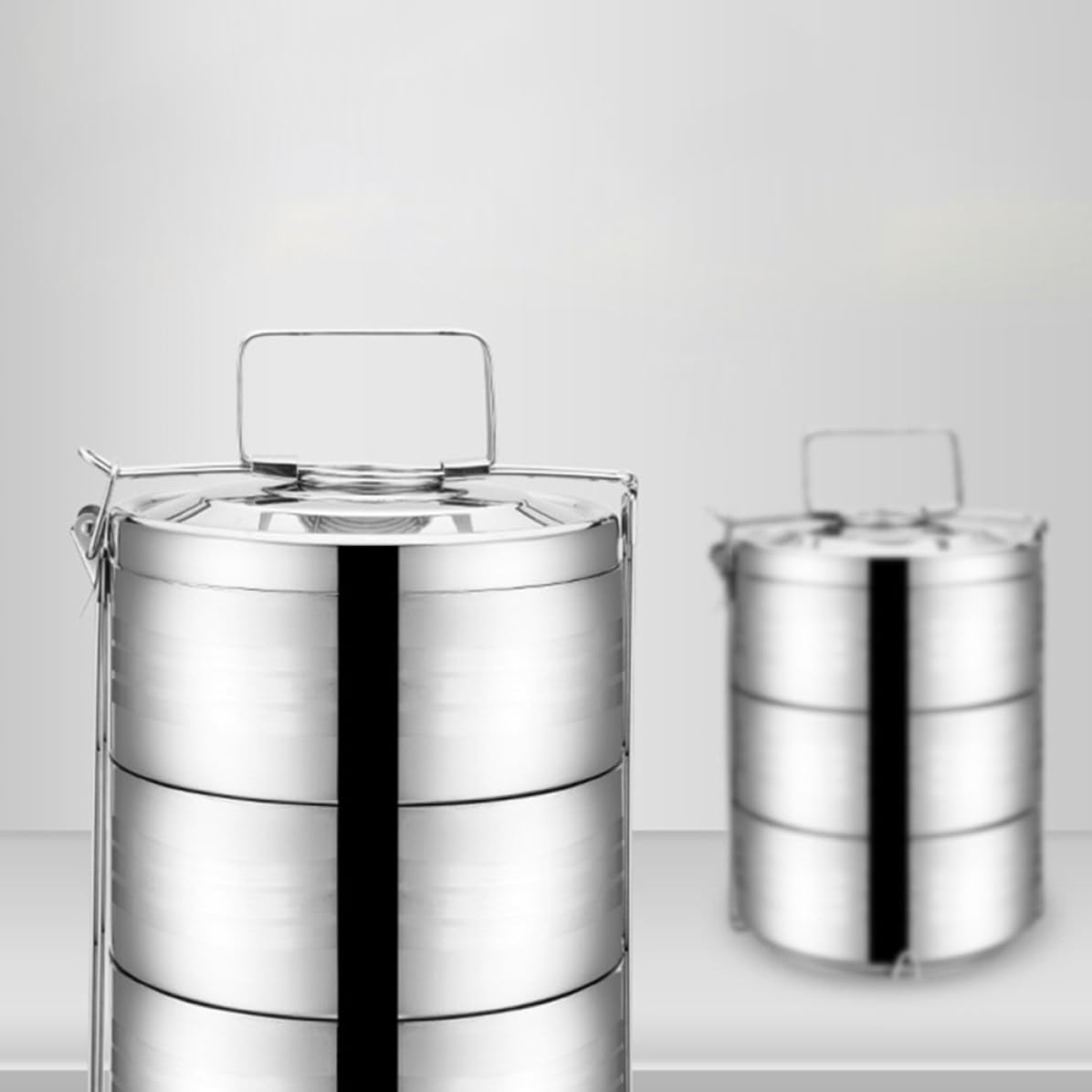 Operitacx Fiambrera Contenedor de Almuerzo Portátil Térmica de Acero Inoxidable Diseño de 4 Niveles que Conserva el Sabor Original Adecuado para Picnic y Escuela