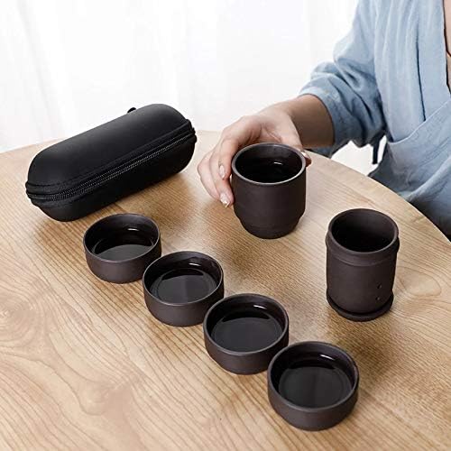 Miniatura 4 de Juego de té portátil chino púrpura arcilla porcelana tetera tetera estilo tradicional Kungfu tetera con bolsa de viaje