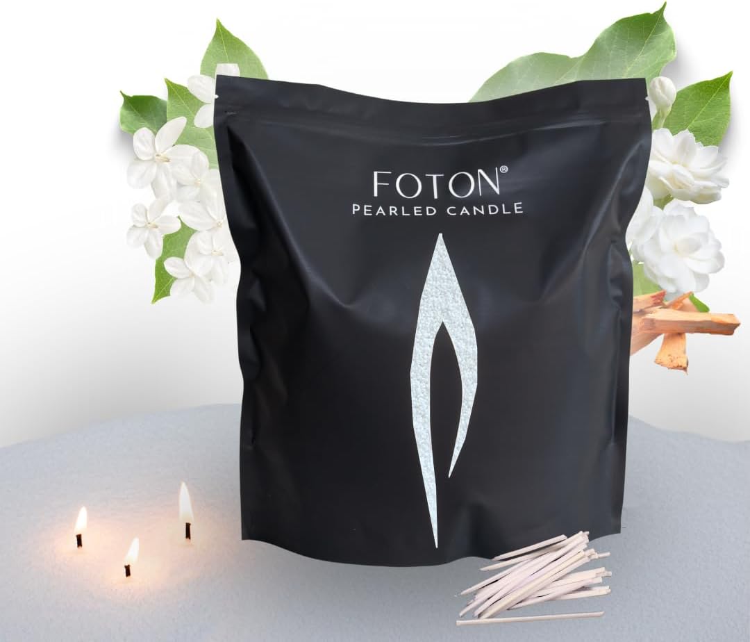 Foton Pearled Candle Grande Bag 64oz - Misty Monte Scented Non Toxic Luxury Long Lasting Powder Candles - Refillable Candle Sand with 100 Wicks for Candle Making
