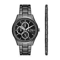 Armani Exchange orologio per uomo, movimento cronografo e cassa orologio per 42 mm con cinturino in acciaio inossiorologio perbile, pelle o silicone, Set grafite
