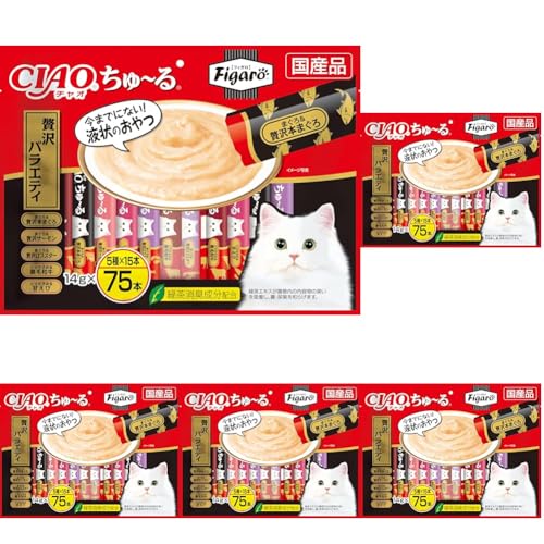 Figaro(フィガロ) CIAOちゅ~る 贅沢バラエティ 14g×75本 猫用おやつ (× 5)