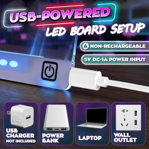 LED Drawing Board with USB-C Power – 16 Inch Acrylic Light Board for Tracing with Edge-Lit Color-Changing Glow, 7 LED Colors, 6 Light Modes – Plug-and-Play Kit with Markers, Stands, Gift Box (Blue) — view 3