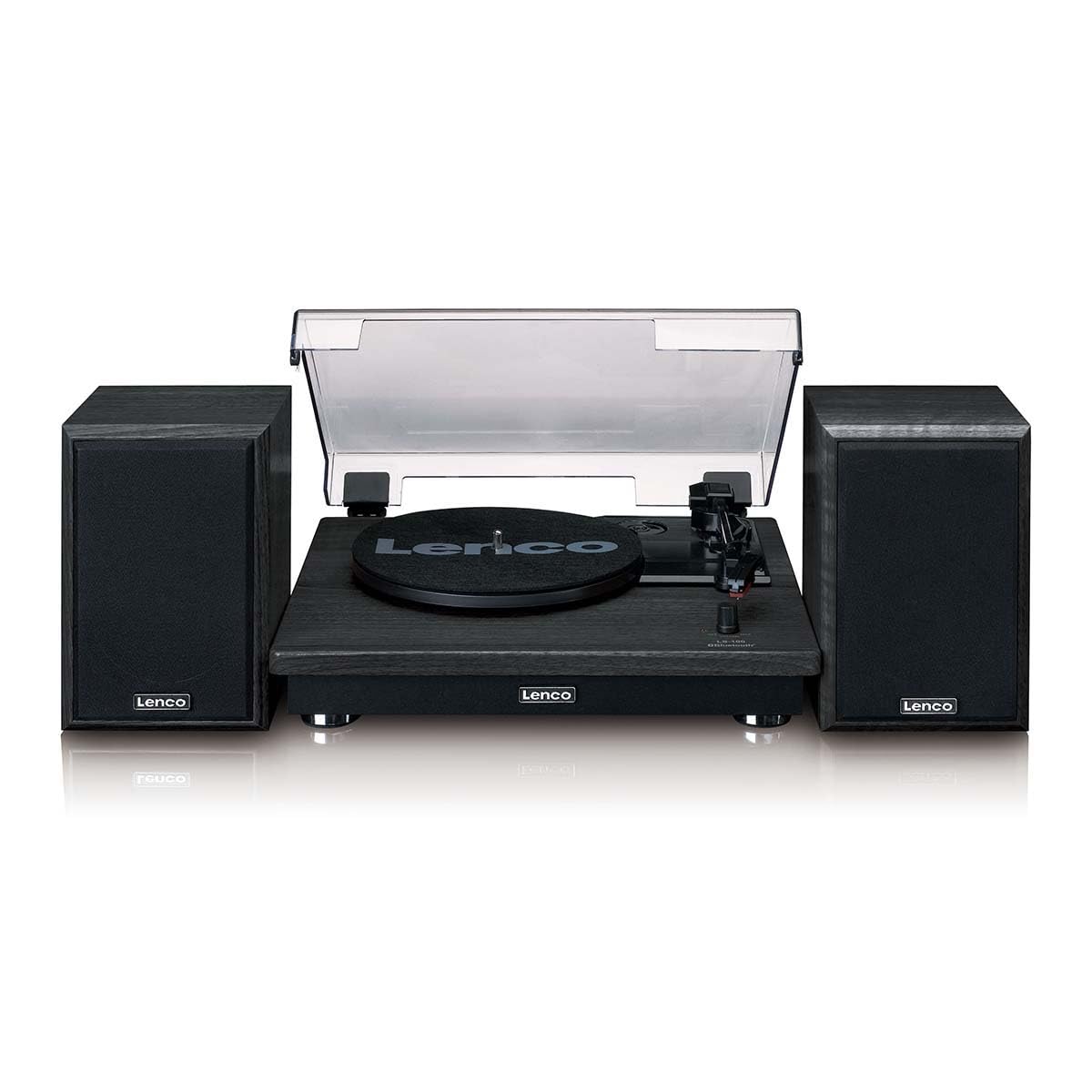 Lenco LS-100 Tourne-Disque avec Enceintes - Bluetooth® 5.3-33 45 78 Tours - Entraînement par Courroie - Arrêt Automatique - Noir