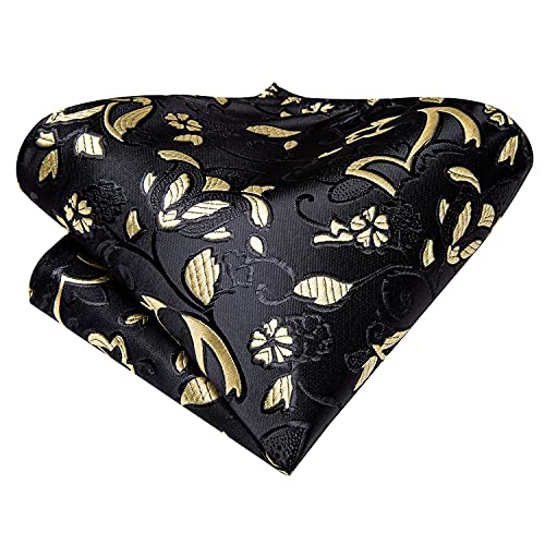 Image of Hi-Tie Men Ties Sets Silk Stripe Paisley Necktie Pocket Square Cufflinks for Business Wedding