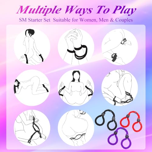 BDSM Bondage Rope Restraints Kit Black 2 Piece for Sex Play - Image 4