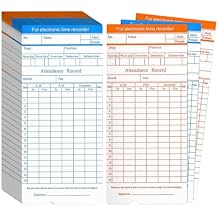 Flexzion Monthly Time Cards for Employees - Dual-Sided, Orange/Blue Attendance Tracker, 270-Piece Time Sheets Compatible with 6-Column Time Clock Recorders for Businesses