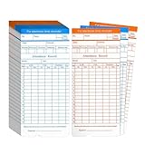 Flexzion Monthly Time Cards for Employees - Dual-Sided, Orange/Blue Attendance Tracker, 270-Piece Time Sheets Compatible with 6-Column Time Clock Recorders for Businesses