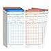 Flexzion Time Cards, Monthly Timesheet, Clock Timecard - 90 Pack, 6 Column 2-Sided Orange/Blue, Card for Time Punch Clock, Employee Attendance, Payroll Recorder, Small Business