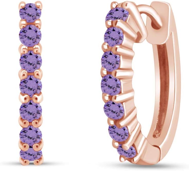 14k Rose Gold Over Sterling Silver Round Cut Front Hoop Earrings (0.64" Diameter, 0.7 Cttw)