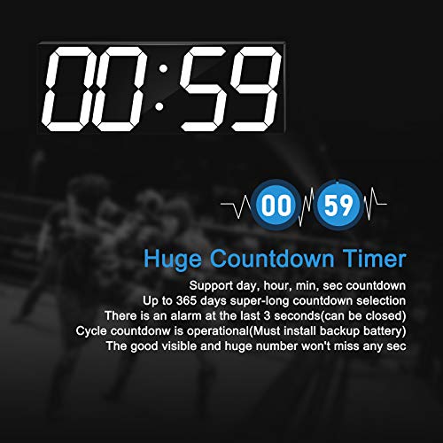 Chkosda Digital Led Wall Clock, Oversize Wall Clock With 6” Numbers, Remote Control Count Up/Countdown Timer Clock, Auto Dimmer, Big Calendar And Thermometer(White) #TOP3