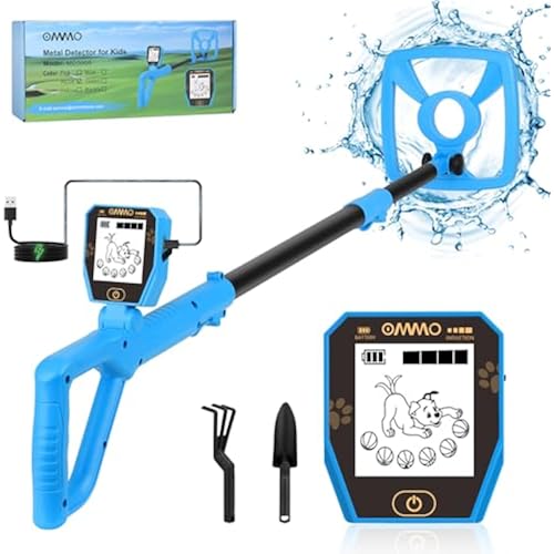OMMO Kids Metal Detector with Funny LCD Display, Adjustable Height(Azure)