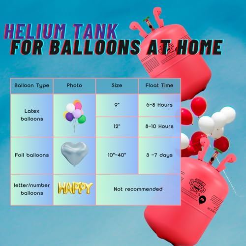 13L Helium Tank for Balloons at Home, Premium 99.99% Pure Helium Gas Kit, Inflates 50 9“Latex Balloons, Ideal for Birthdays, Weddings, Baby Showers (1-Pack) - Image 5