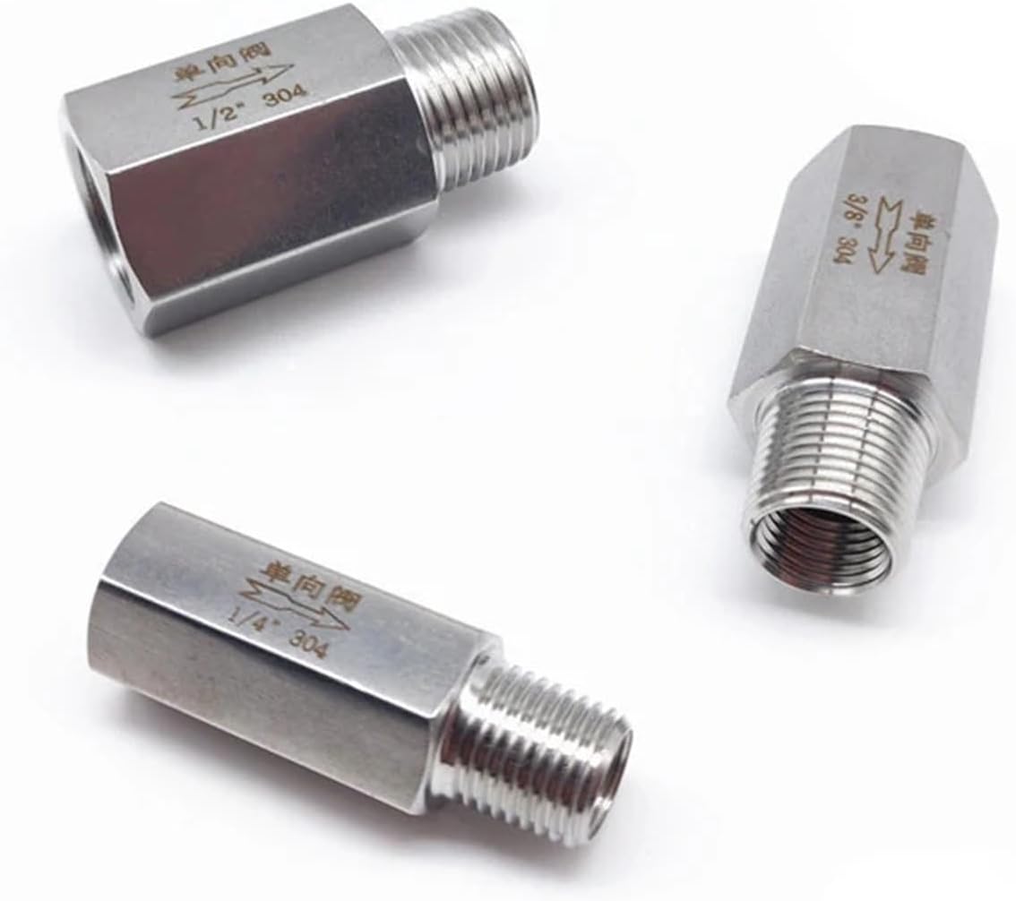 304 Stainless Steel One Way Valve 1/8" 1/4" 3/8" 1/2" 3/4" 1" Male to Female Thread Check Valve(1/4",in and Out_304)