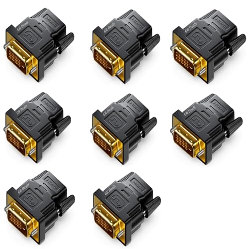 Image of DVI to HDMI Adapter, DVI 24+1 Male to HDMI Female High Speed Adapter Converter Gold Plated Support 1080P for HDTV, Plasma, DVD, Projector, Computer (Black) (Pack of 8)