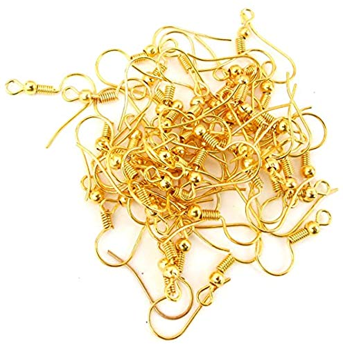 Golden Finish Metal Jewellery Making Earring Hooks Pack of 100 Pairs