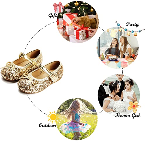 Felix & Flora Bear Mall Girls' Shoes Girl's Ballerina Flat Shoes Mary Jane Dress Shoes (Little/Toddler Girls Shoes/Big Kids)(9 Toddler, Glitter Gold) #TOP4
